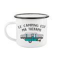 Tasse en émail ''Le camping est ma thérapie''