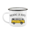 Tasse en émail ''Prenons la route''